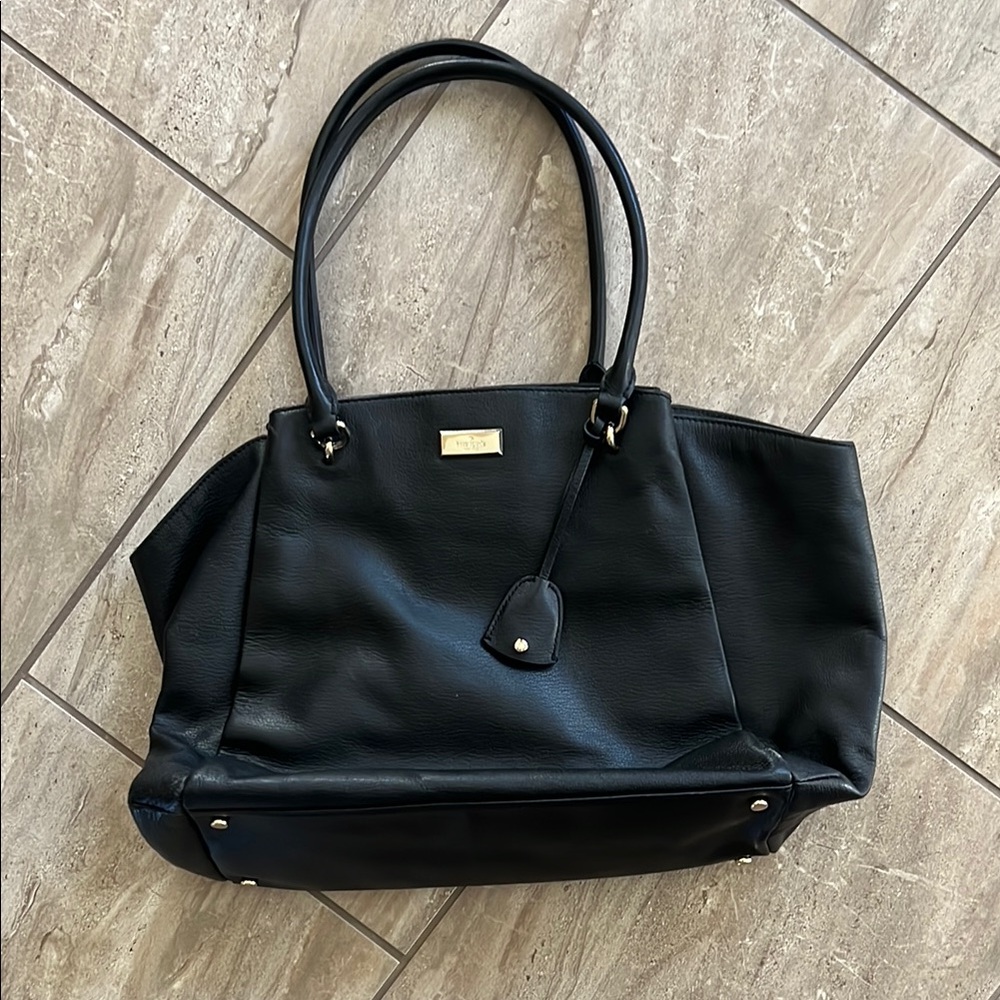 Kate Spade Black Leather Tote with Gold Hardware